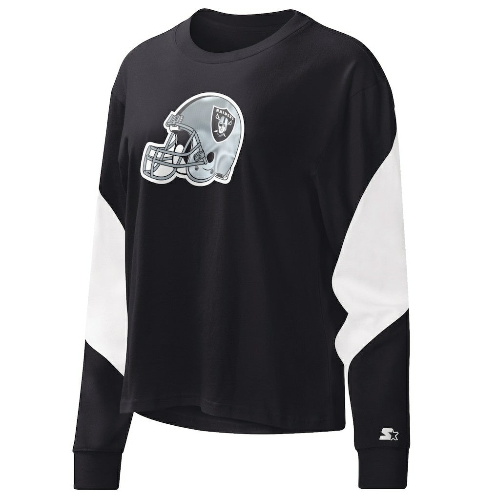 NFL Las Vegas Raiders Starter Women's Insight Crop Tri-Blend Long Sleeve T-Shirt