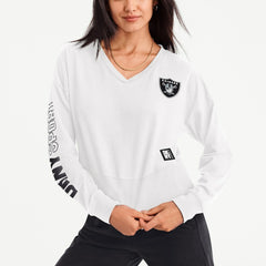 NFL Las Vegas Raiders DKNY Sport Women's Lily V-Neck Pullover Sweatshirt