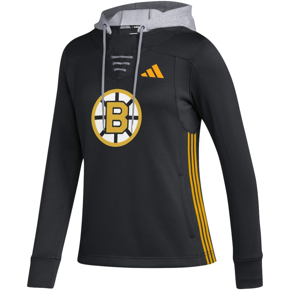 Boston Bruins adidas Women's Refresh Skate Lace AEROREADY Pullover Hoodie