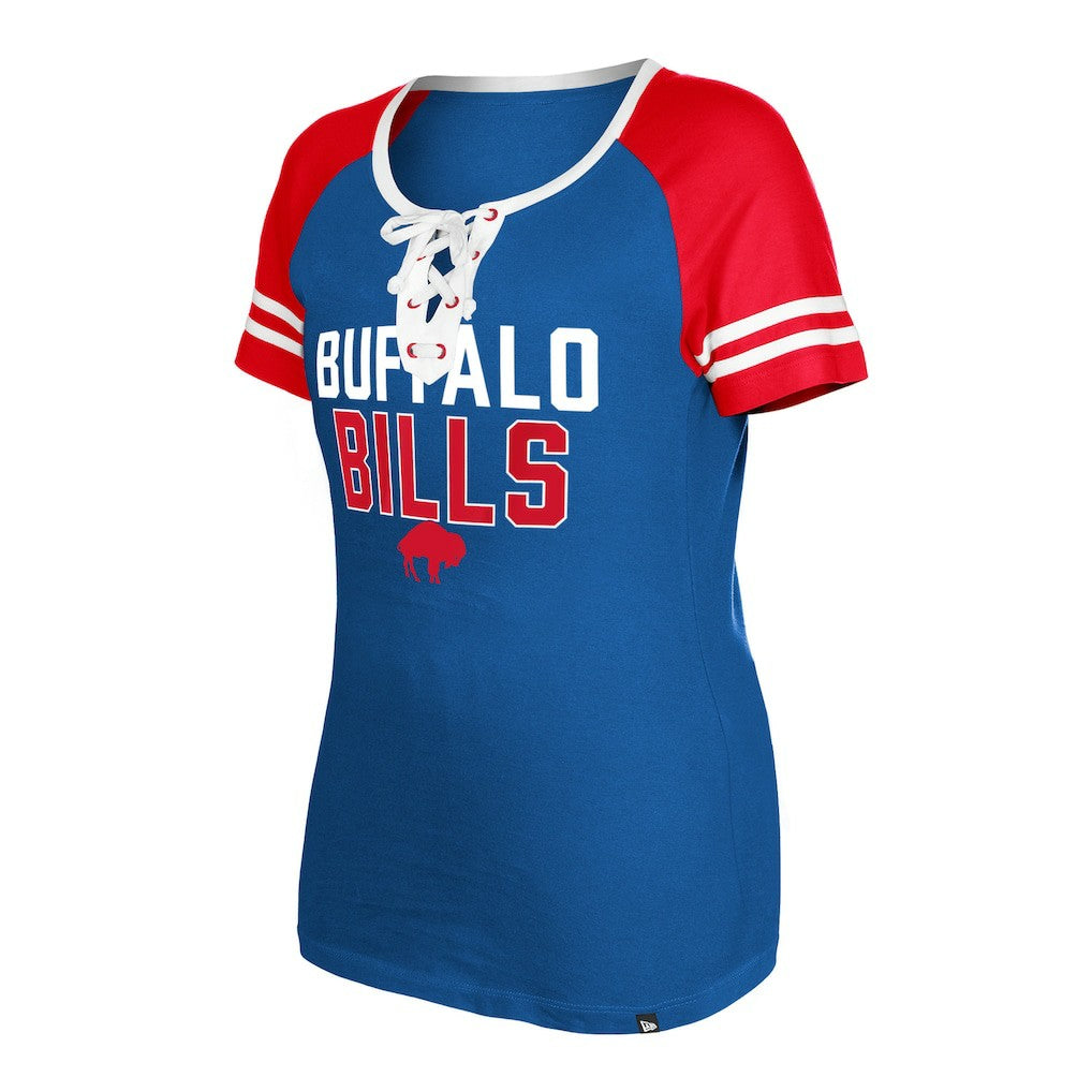 NFL Buffalo Bills Women's Throwback Raglan Lace-Up T-Shirt