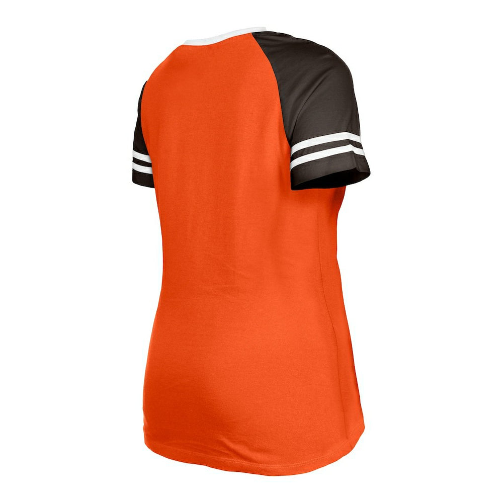 NFL Cleveland Browns Women's Throwback Raglan Lace-Up T-Shirt