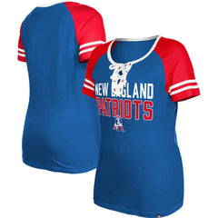 NFL New England Patriots Women's Throwback Raglan Lace-Up T-Shirt