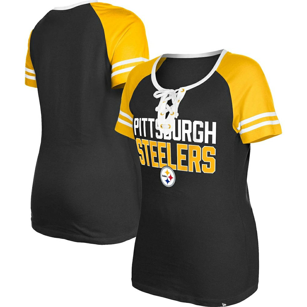 NFL Pittsburgh Steelers Women's Raglan Lace-Up T-Shirt