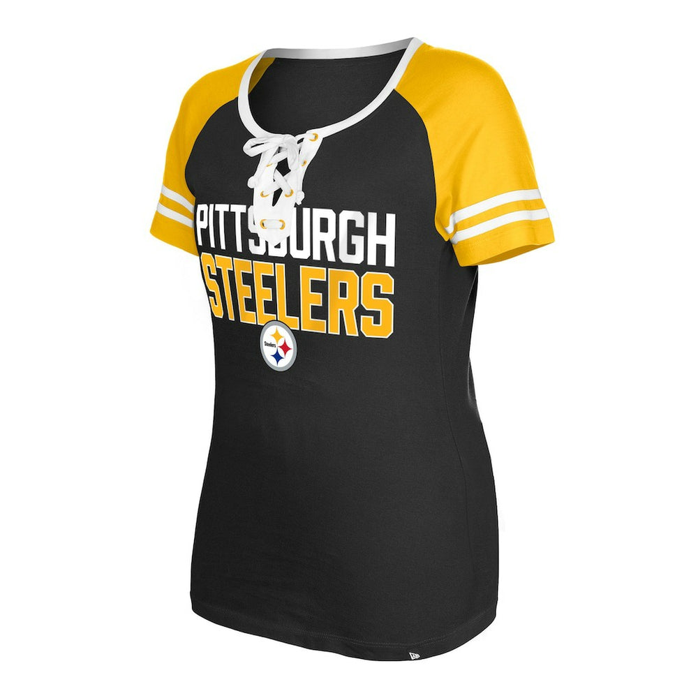 NFL Pittsburgh Steelers Women's Raglan Lace-Up T-Shirt