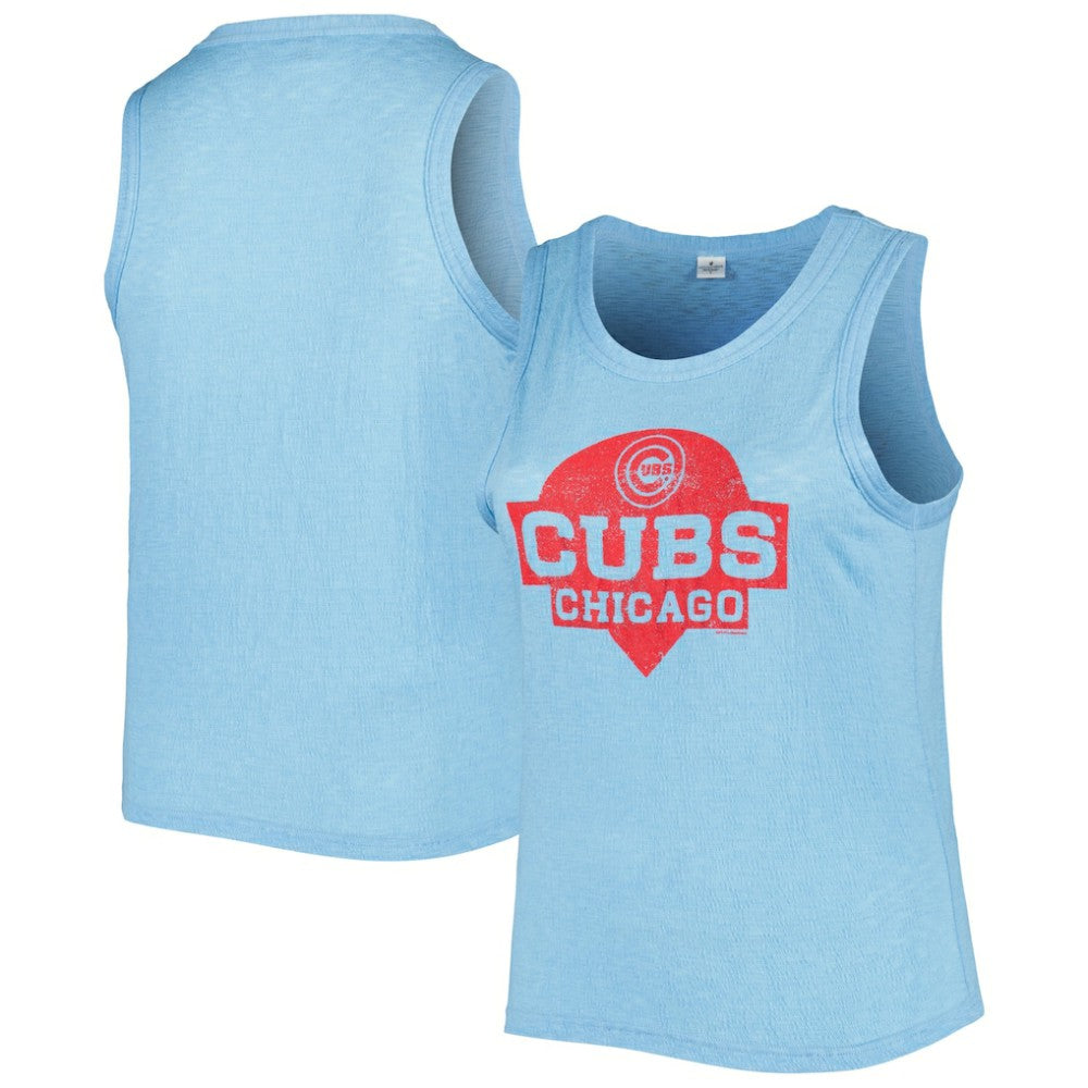 Chicago Cubs Soft as a Grape Women's Plus Size High Neck Tri-Blend Tank Top - Royal