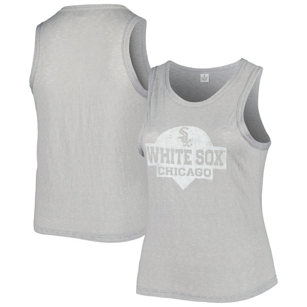 Chicago White Sox Soft as a Grape Women's Plus Size High Neck Tri-Blend Tank Top - Gray