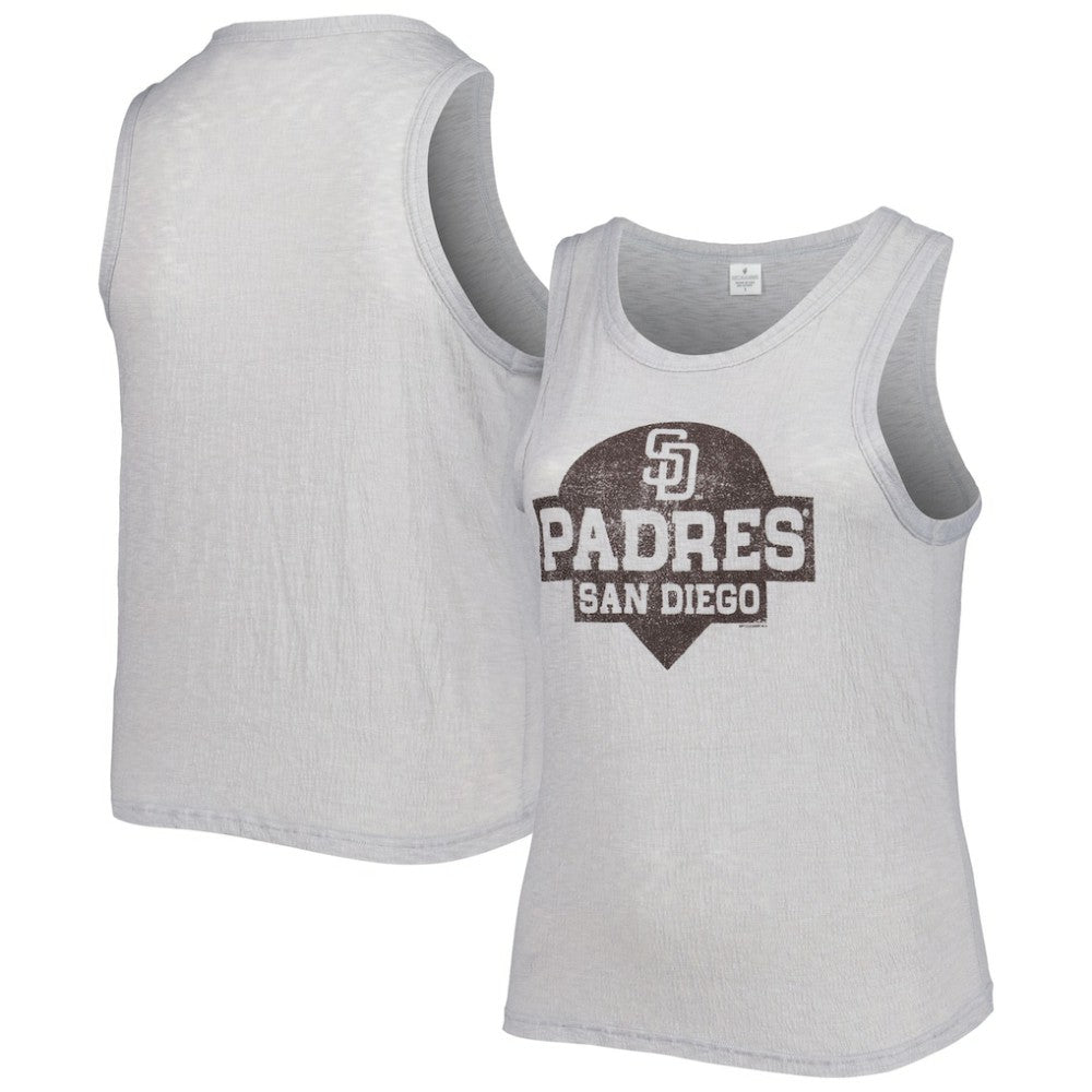 San Diego Padres Soft as a Grape Women's Plus Size High Neck Tri-Blend Tank Top - Gray