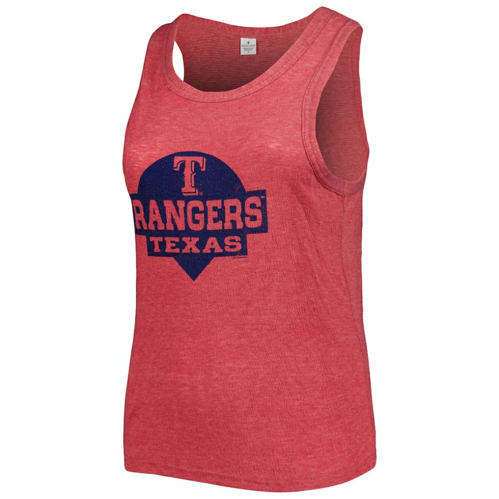Texas Rangers Soft as a Grape Women's Plus Size High Neck Tri-Blend Tank Top - Red