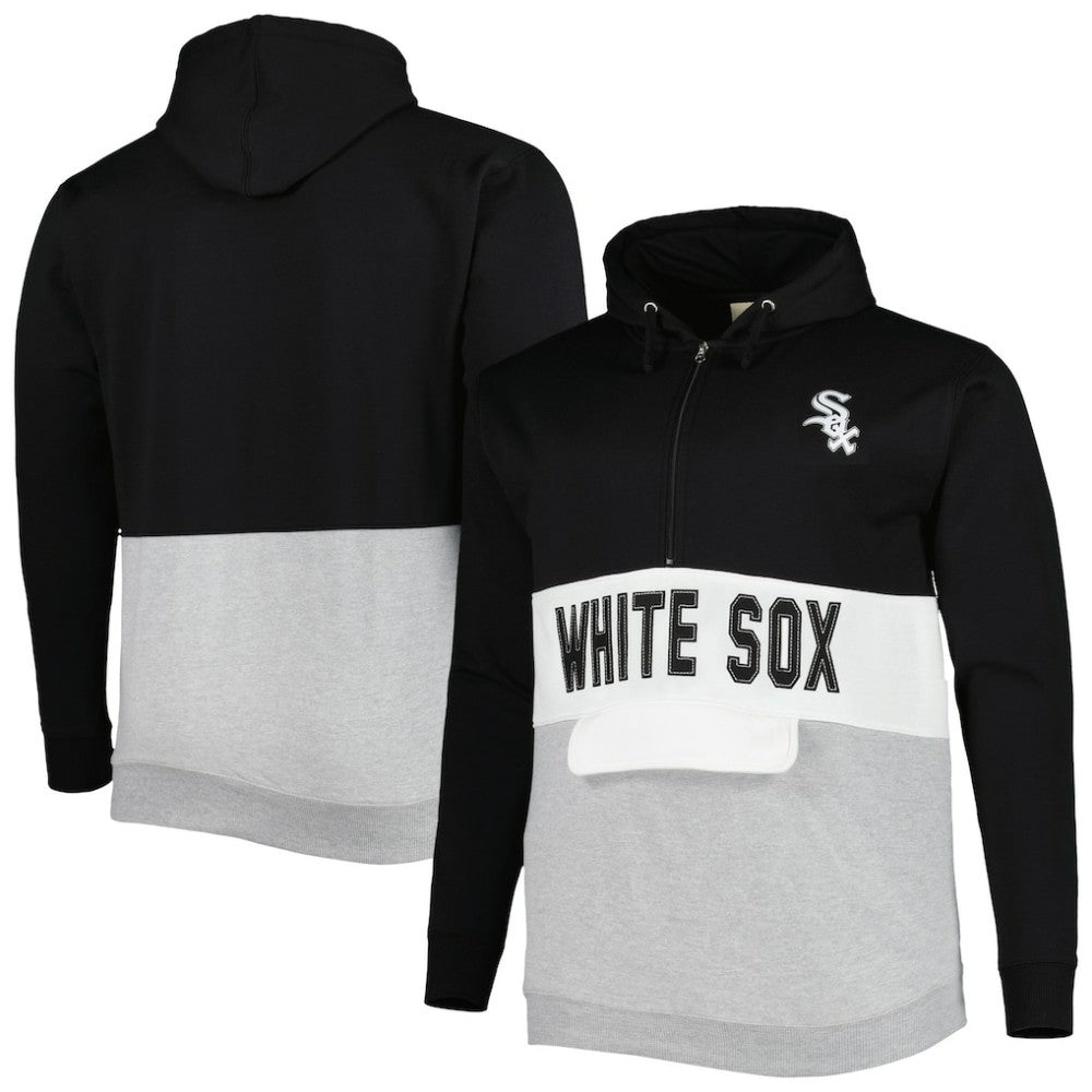Chicago White Sox Big & Tall Fleece Half-Zip Hoodie - Black/White