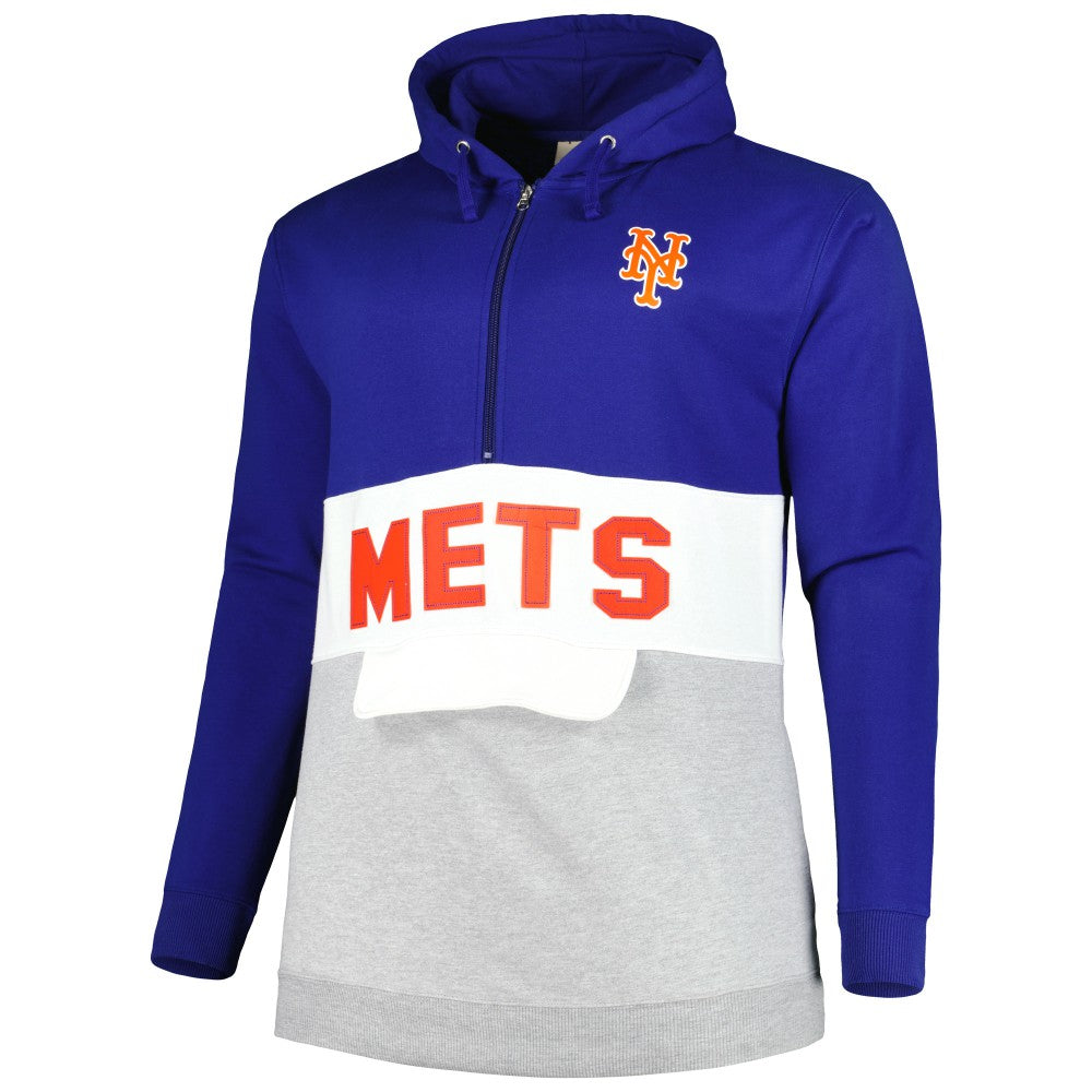 New York Mets Big & Tall Fleece Half-Zip Hoodie - Royal/White