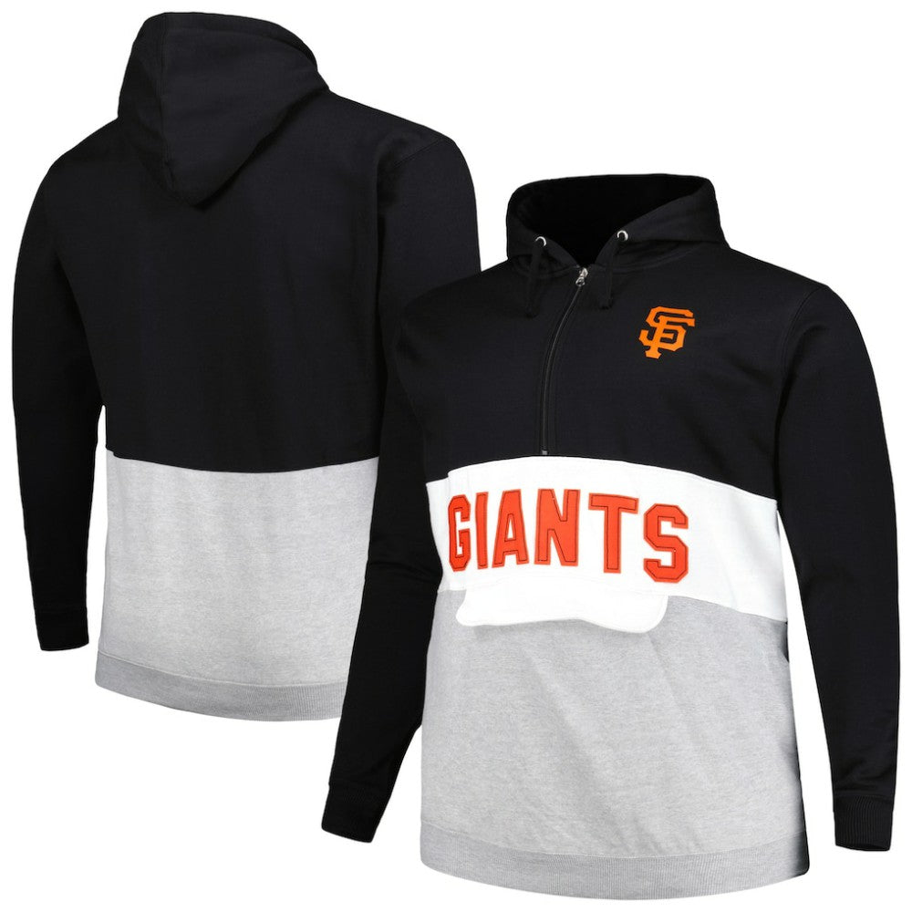 San Francisco Giants Big & Tall Fleece Half-Zip Hoodie - Black/White