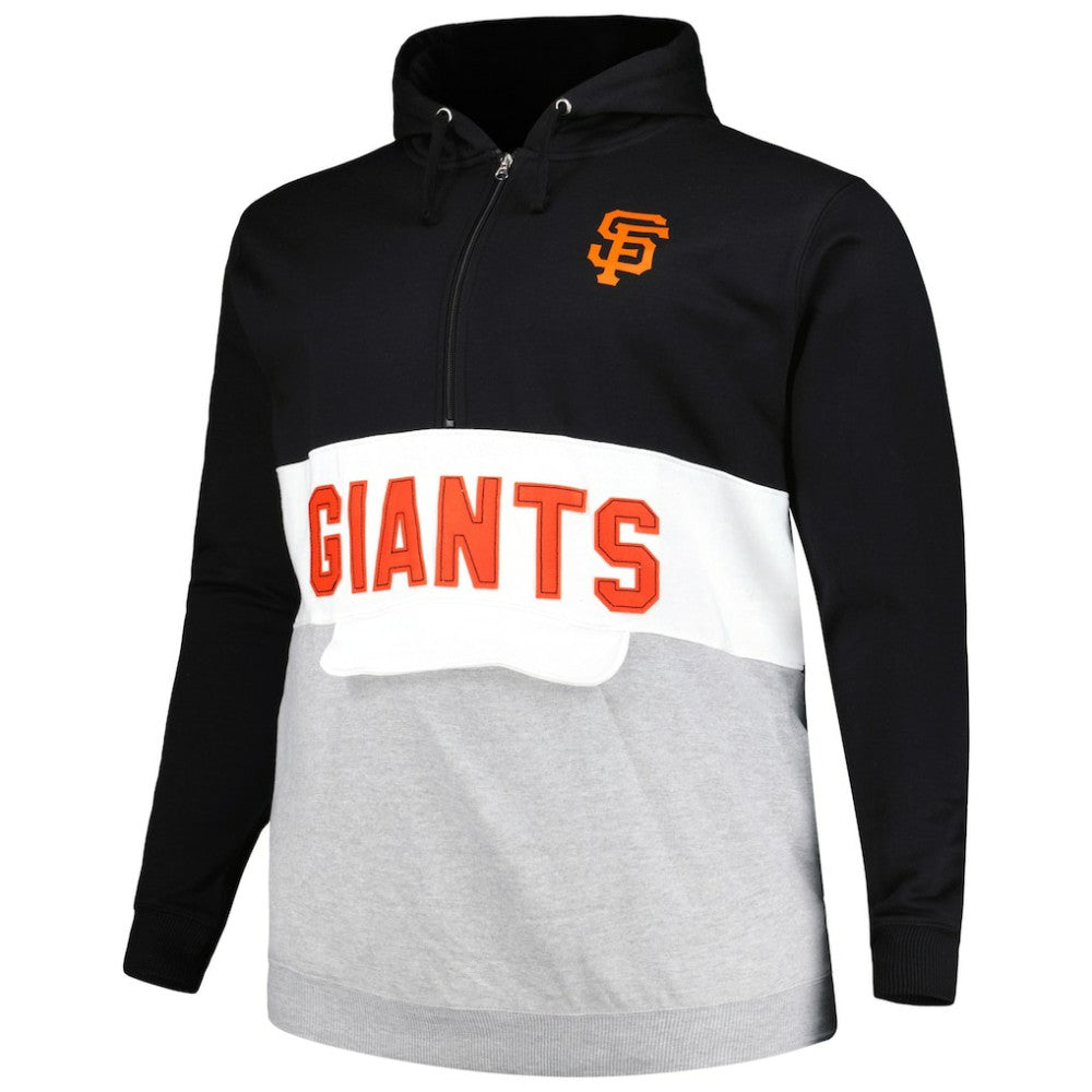 San Francisco Giants Big & Tall Fleece Half-Zip Hoodie - Black/White