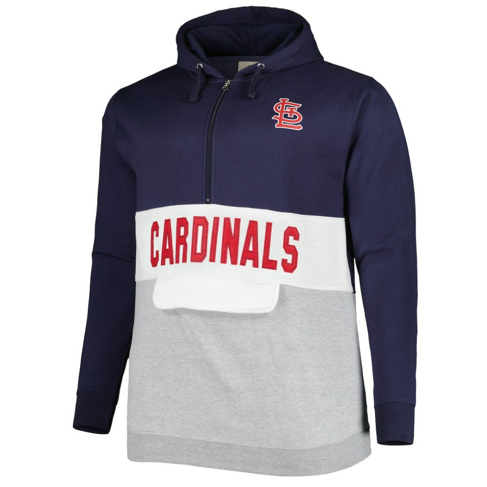 St. Louis Cardinals Big & Tall Fleece Half-Zip Hoodie - Navy/White