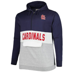 St. Louis Cardinals Big & Tall Fleece Half-Zip Hoodie - Navy/White