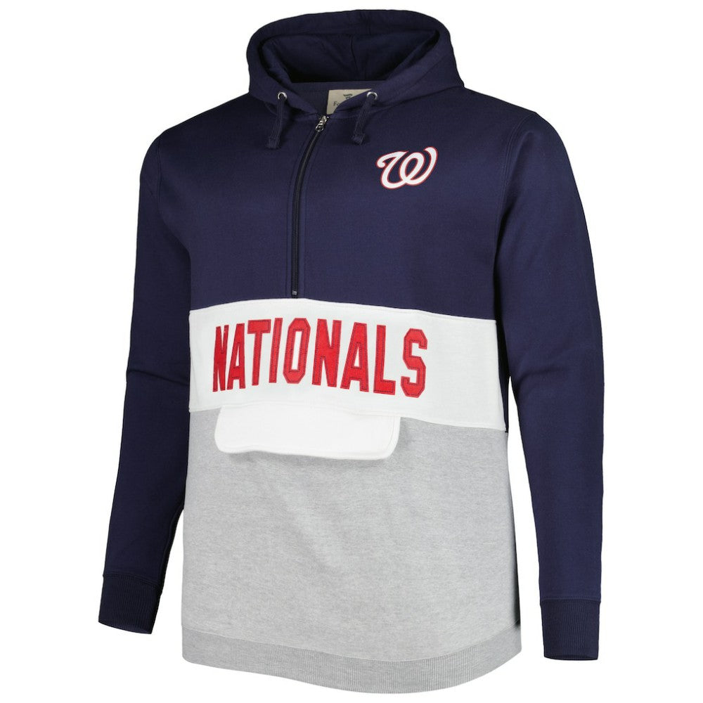 Washington Nationals Big & Tall Fleece Half-Zip Hoodie - Navy/White