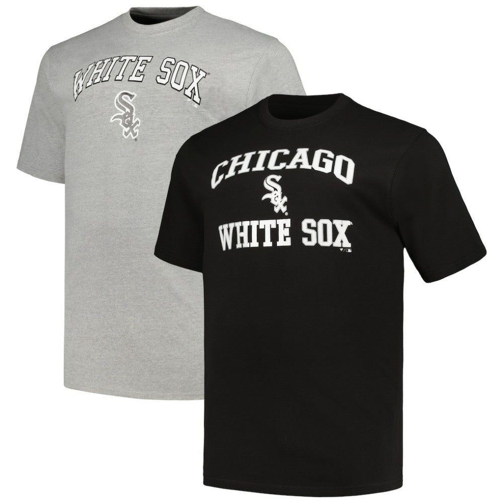 Chicago White Sox Profile Big & Tall T-Shirt Combo Pack - Black/Heather Gray