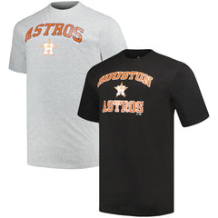 Houston Astros Profile Big & Tall T-Shirt Combo Pack - Black/Heather Gray