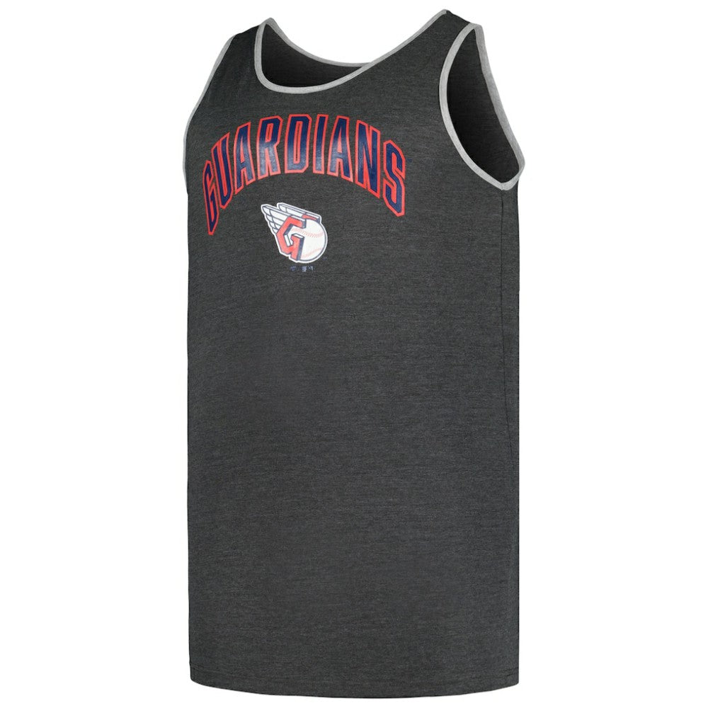 Cleveland Guardians Profile Big & Tall Arch Over Logo Tank Top - Heather Charcoal