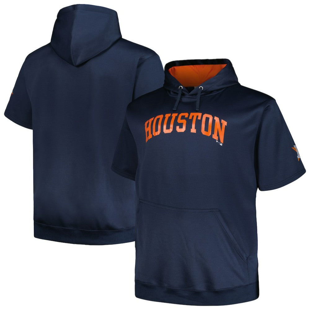 Houston Astros Profile Big & Tall Contrast Short Sleeve Pullover Hoodie - Navy