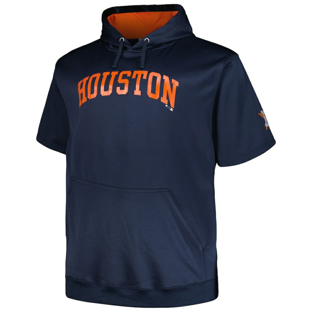 Houston Astros Profile Big & Tall Contrast Short Sleeve Pullover Hoodie - Navy