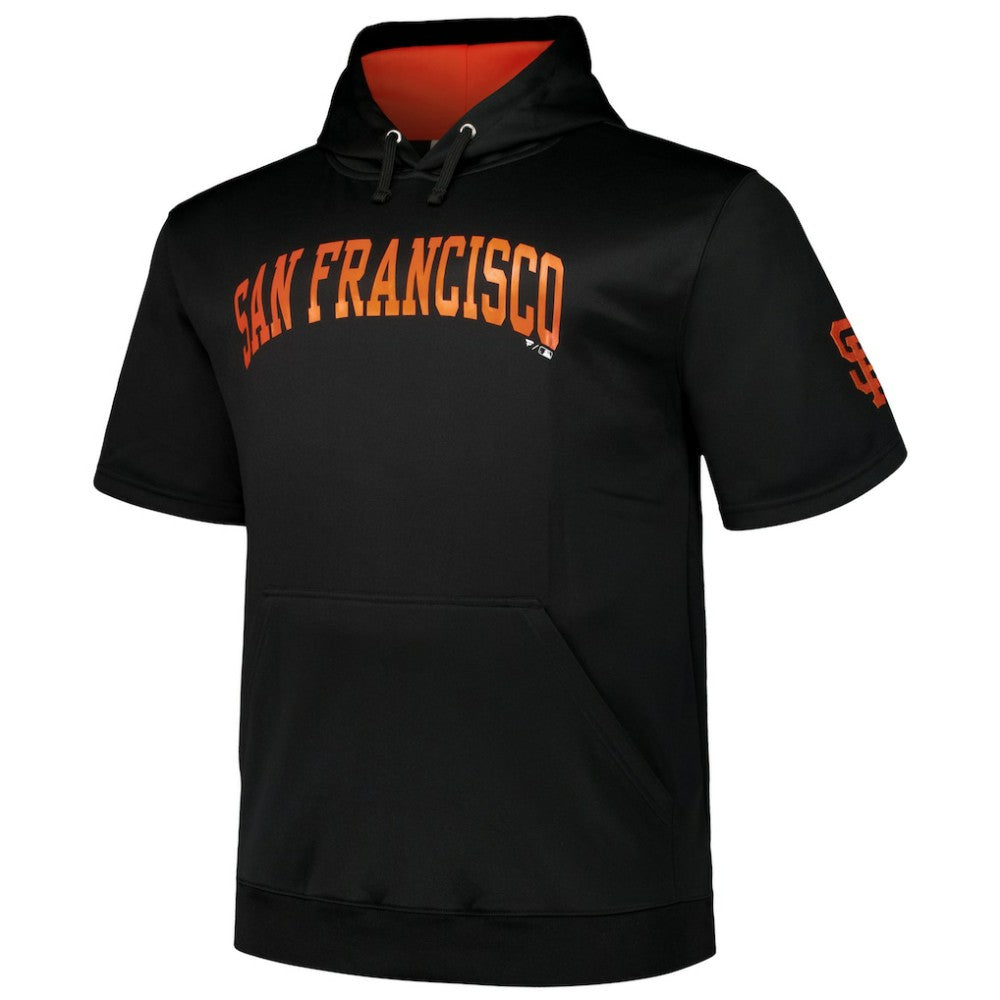San Francisco Giants Profile Big & Tall Contrast Short Sleeve Pullover Hoodie - Black