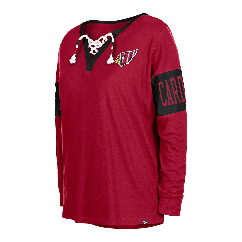 NFL Arizona Cardinals Women's Lace-Up Notch Neck Long Sleeve T-Shirt