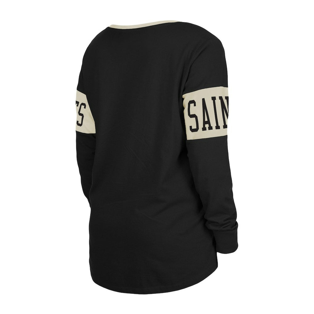 NFL New Orleans Saints Women's Lace-Up Notch Neck Long Sleeve T-Shirt