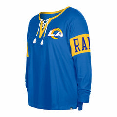 NFL Los Angeles Rams Women's Plus Size Lace-Up Notch Neck Long Sleeve T-Shirt
