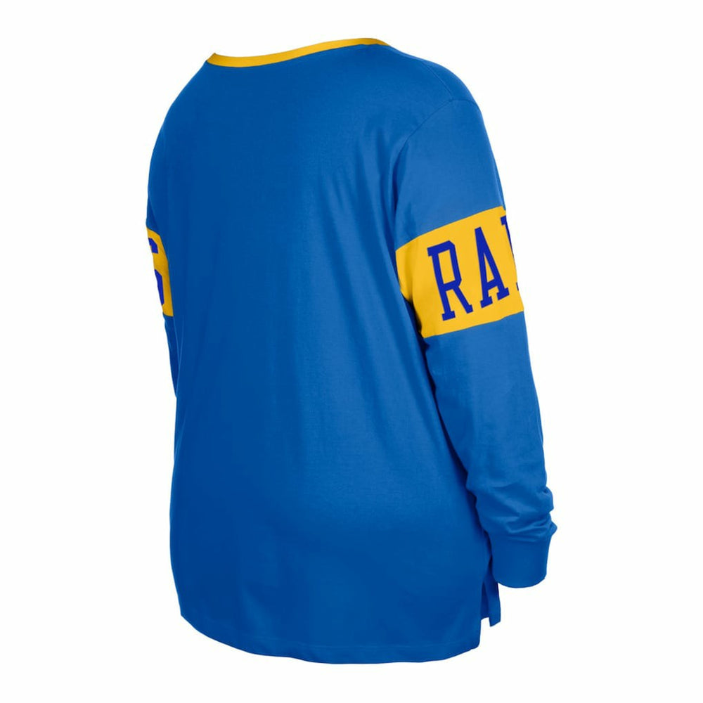 NFL Los Angeles Rams Women's Plus Size Lace-Up Notch Neck Long Sleeve T-Shirt