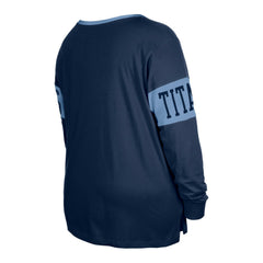 NFL Tennessee Titans Women's Plus Size Lace-Up Notch Neck Long Sleeve T-Shirt