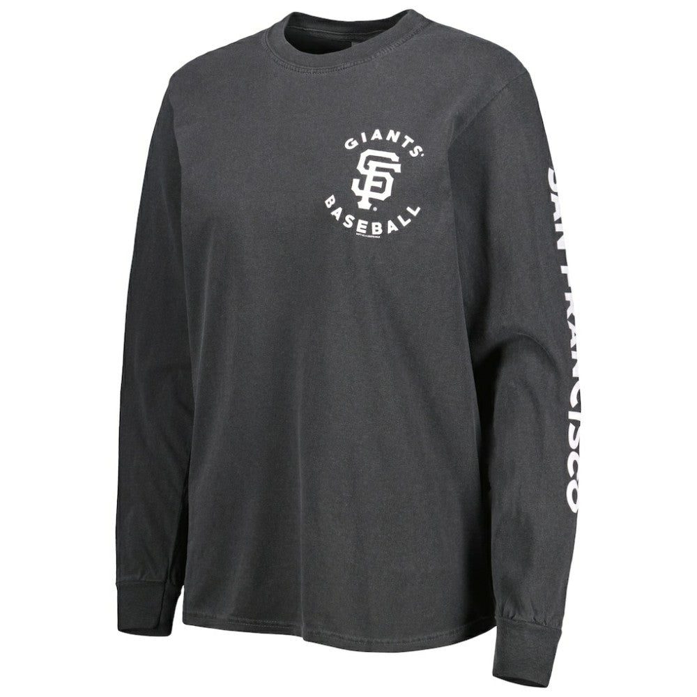 San Francisco Giants Soft as a Grape Women's Team Pigment Dye Long Sleeve T-Shirt - Black