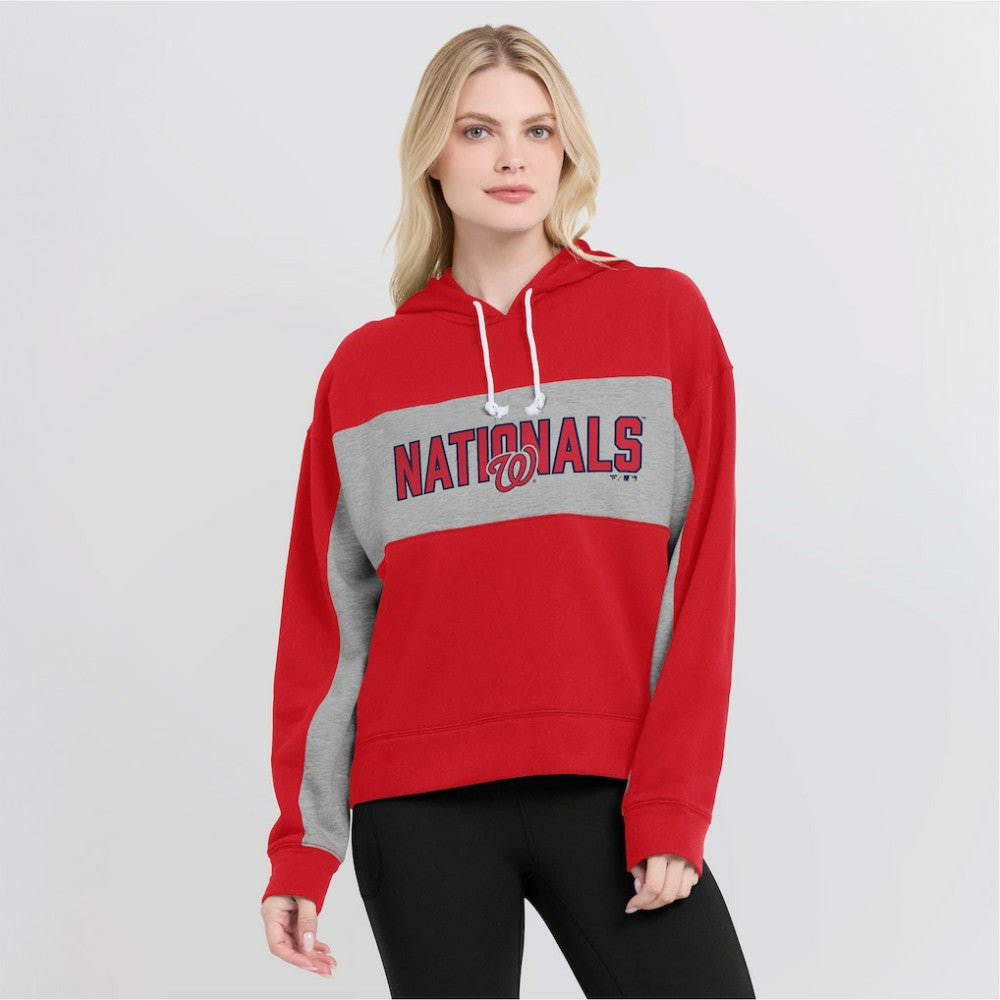 Washington Nationals Women's Filled Stat Sheet Pullover Hoodie - Red