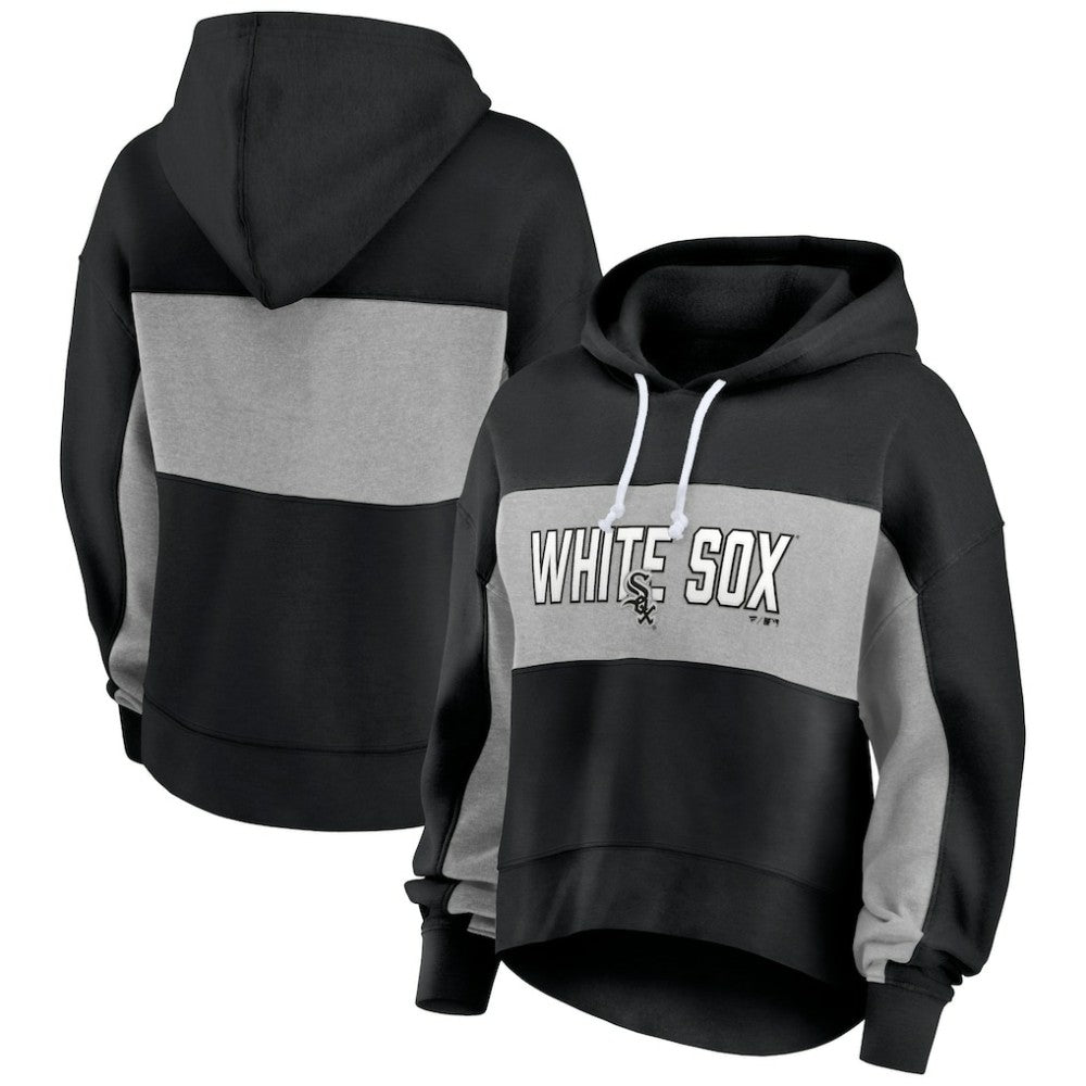Chicago White Sox Women's Filled Stat Sheet Pullover Hoodie - Black