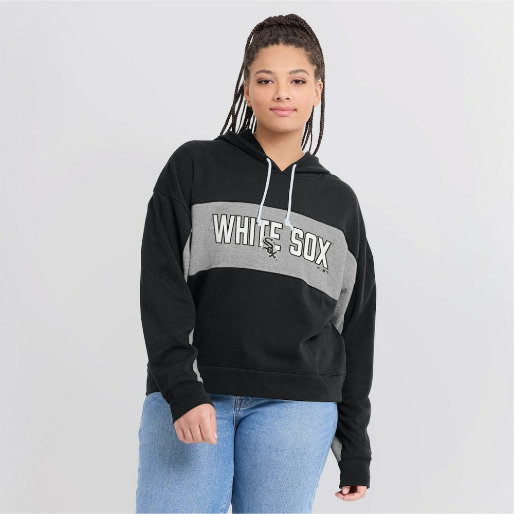 Chicago White Sox Women's Filled Stat Sheet Pullover Hoodie - Black