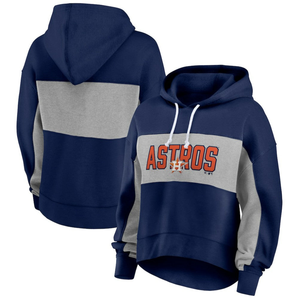Houston Astros Women's Filled Stat Sheet Pullover Hoodie - Navy