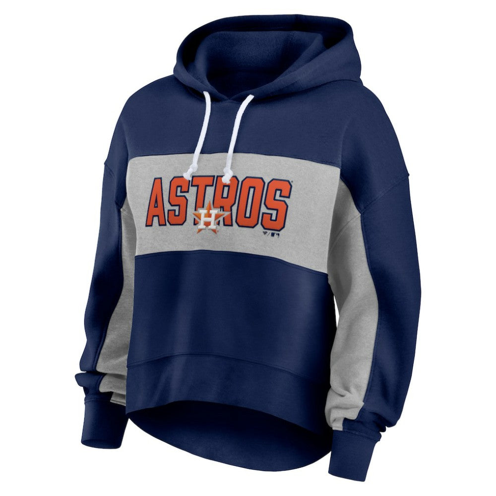 Houston Astros Women's Filled Stat Sheet Pullover Hoodie - Navy