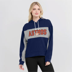 Houston Astros Women's Filled Stat Sheet Pullover Hoodie - Navy