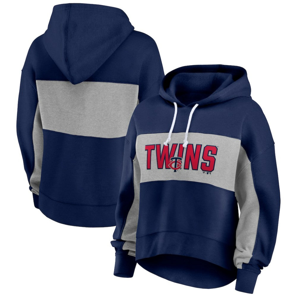 Minnesota Twins Women's Filled Stat Sheet Pullover Hoodie - Navy