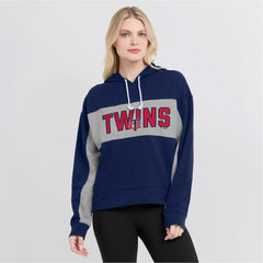 Minnesota Twins Women's Filled Stat Sheet Pullover Hoodie - Navy