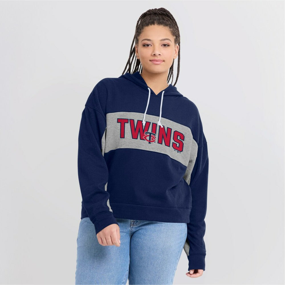 Minnesota Twins Women's Filled Stat Sheet Pullover Hoodie - Navy