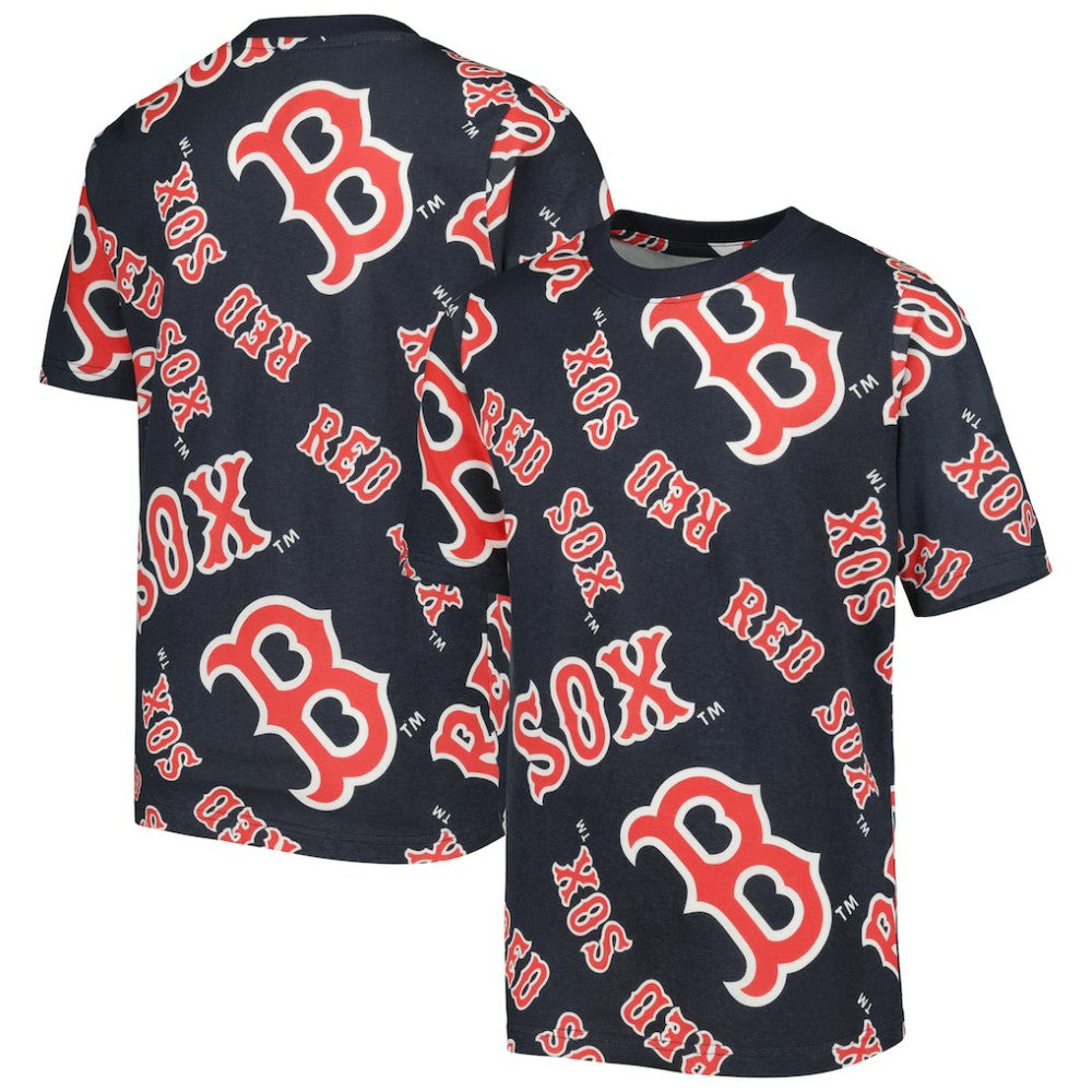 Boston Red Sox Stitches Youth Allover Team T-Shirt - Navy
