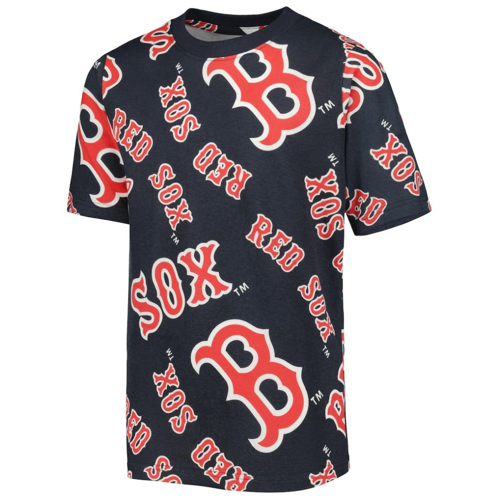 Boston Red Sox Stitches Youth Allover Team T-Shirt - Navy