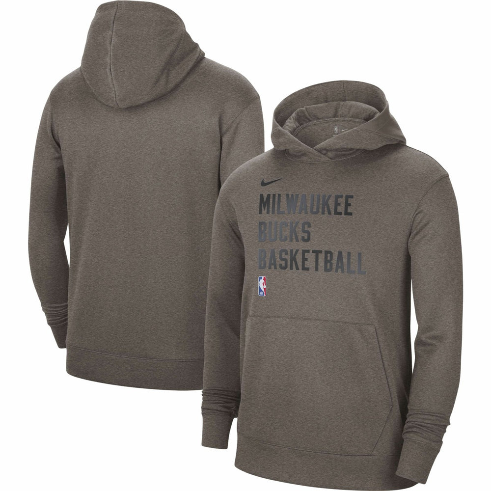 Milwaukee Bucks Unisex 2023/24 Performance Spotlight On-Court Practice Pullover Hoodie - Olive | Nike online
