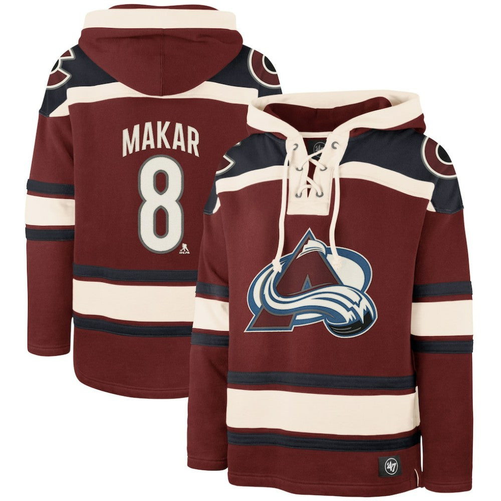 Cale Makar Colorado Avalanche '47 Player Name & Number Lacer Pullover Hoodie