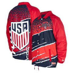 USMNT 5th & Ocean by New Era Throwback Coaches Raglan Full-Snap Jacket / Soccer New
