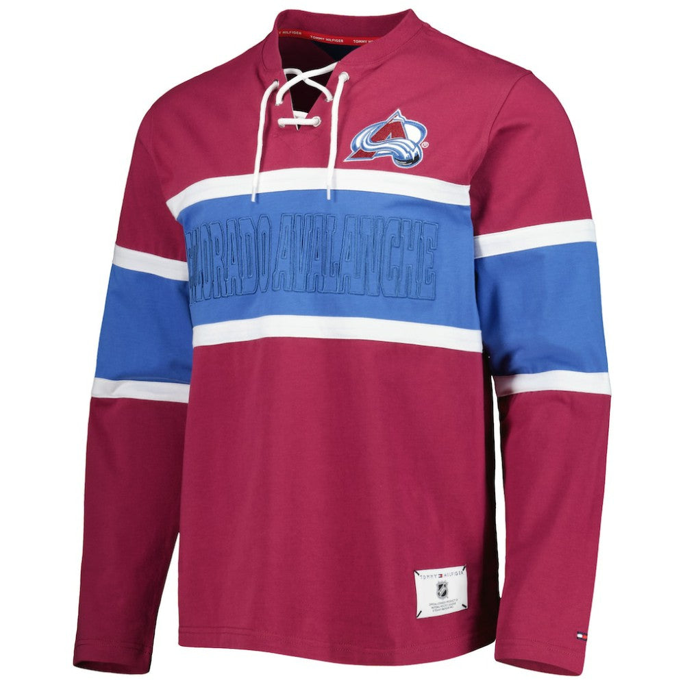 Colorado Avalanche Tommy Hilfiger Walter Lace-Up Long Sleeve Top