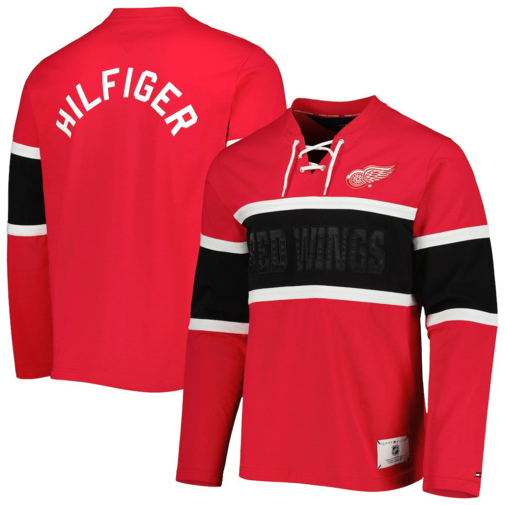 Detroit Red Wings Tommy Hilfiger Walter Lace-Up Long Sleeve Top