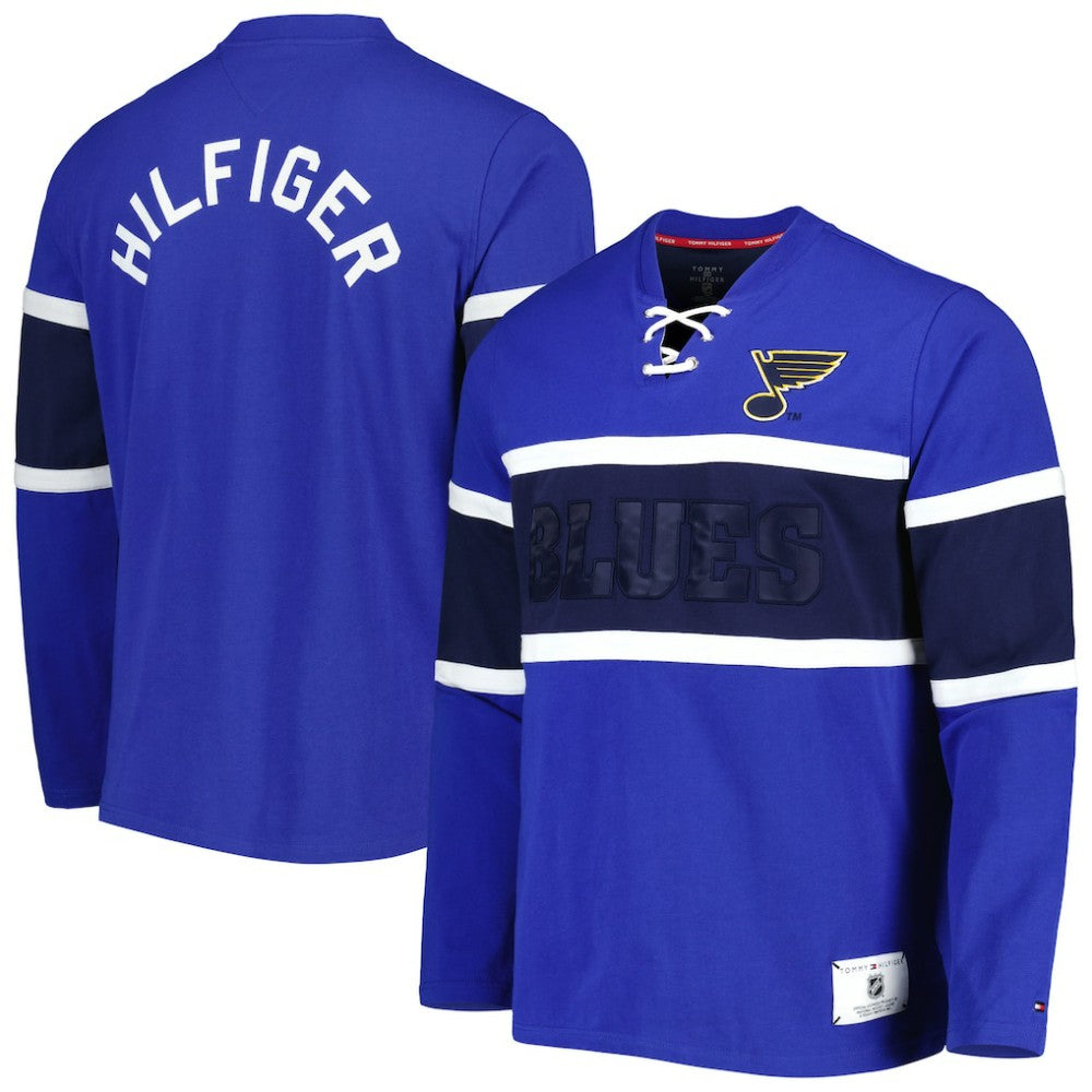 St. Louis Blues Tommy Hilfiger Walter Lace-Up Long Sleeve Top