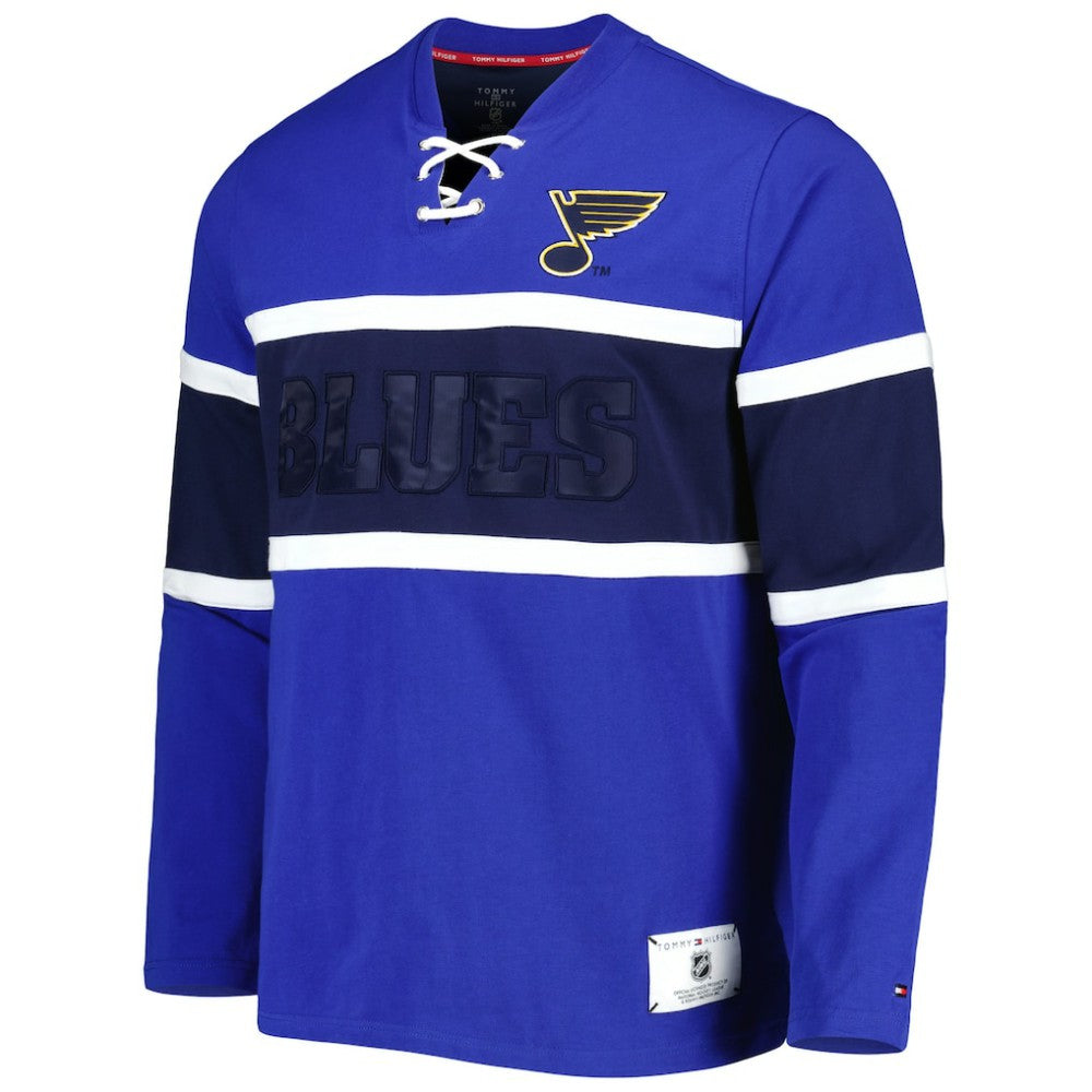 St. Louis Blues Tommy Hilfiger Walter Lace-Up Long Sleeve Top