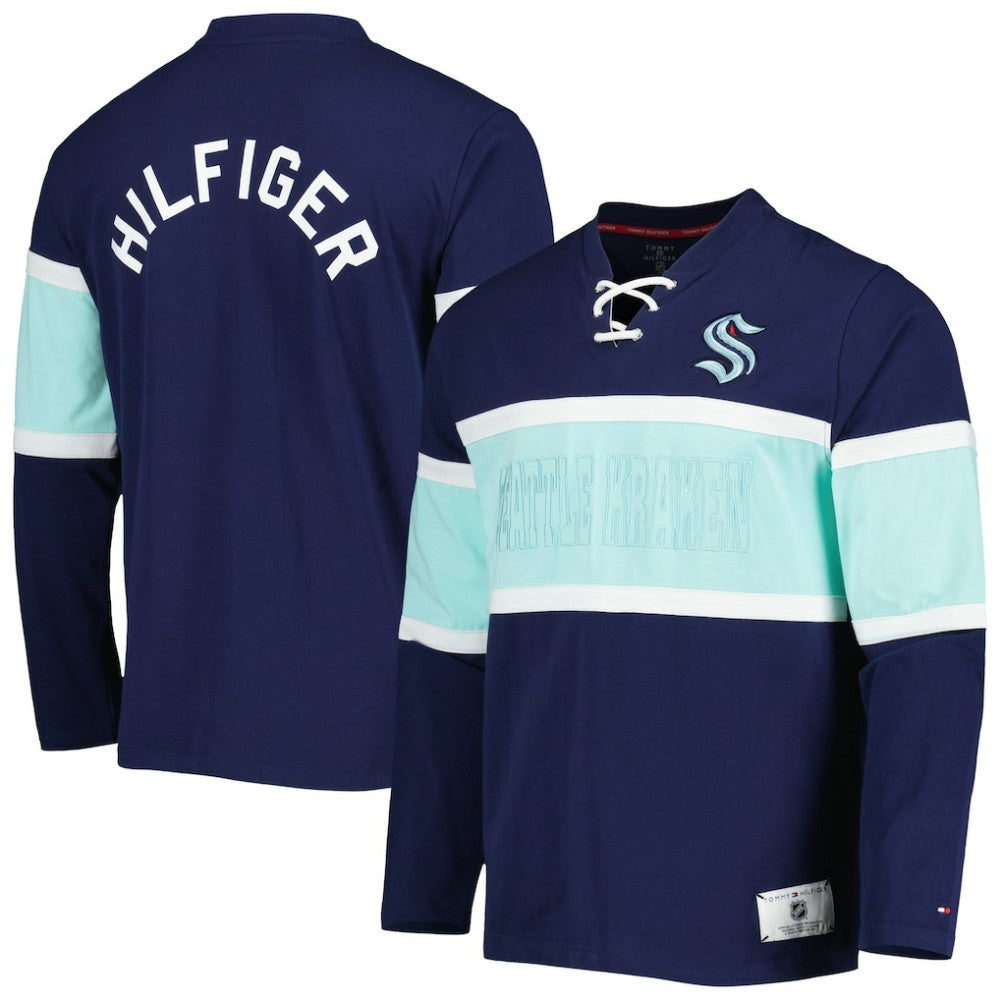 Seattle Kraken Tommy Hilfiger Walter Lace-Up Long Sleeve Top